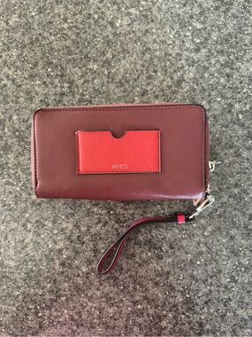 Reed Burgundy with Red Accent Wristlet Wallet